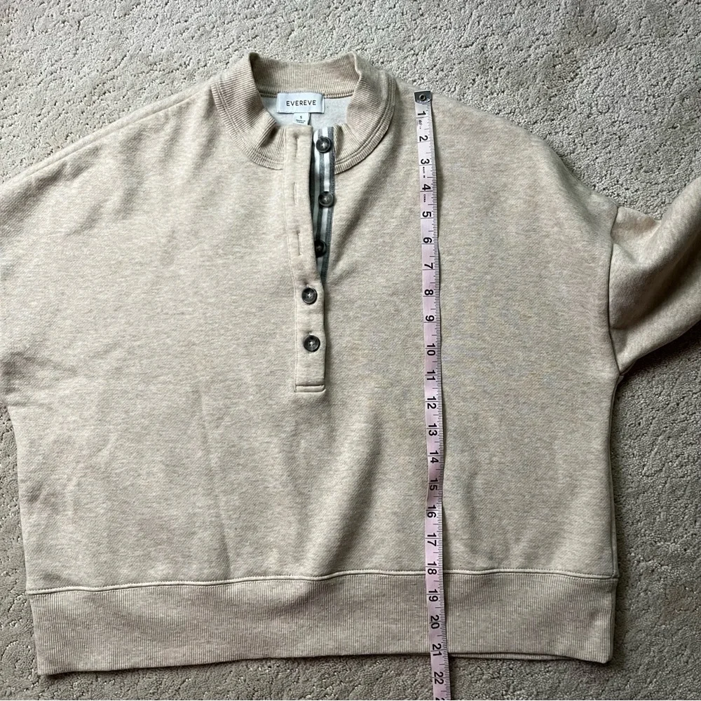 Evereve Taryn Taped Henley Sweatshirt Fleece Pullover S - Picture 7 of 9